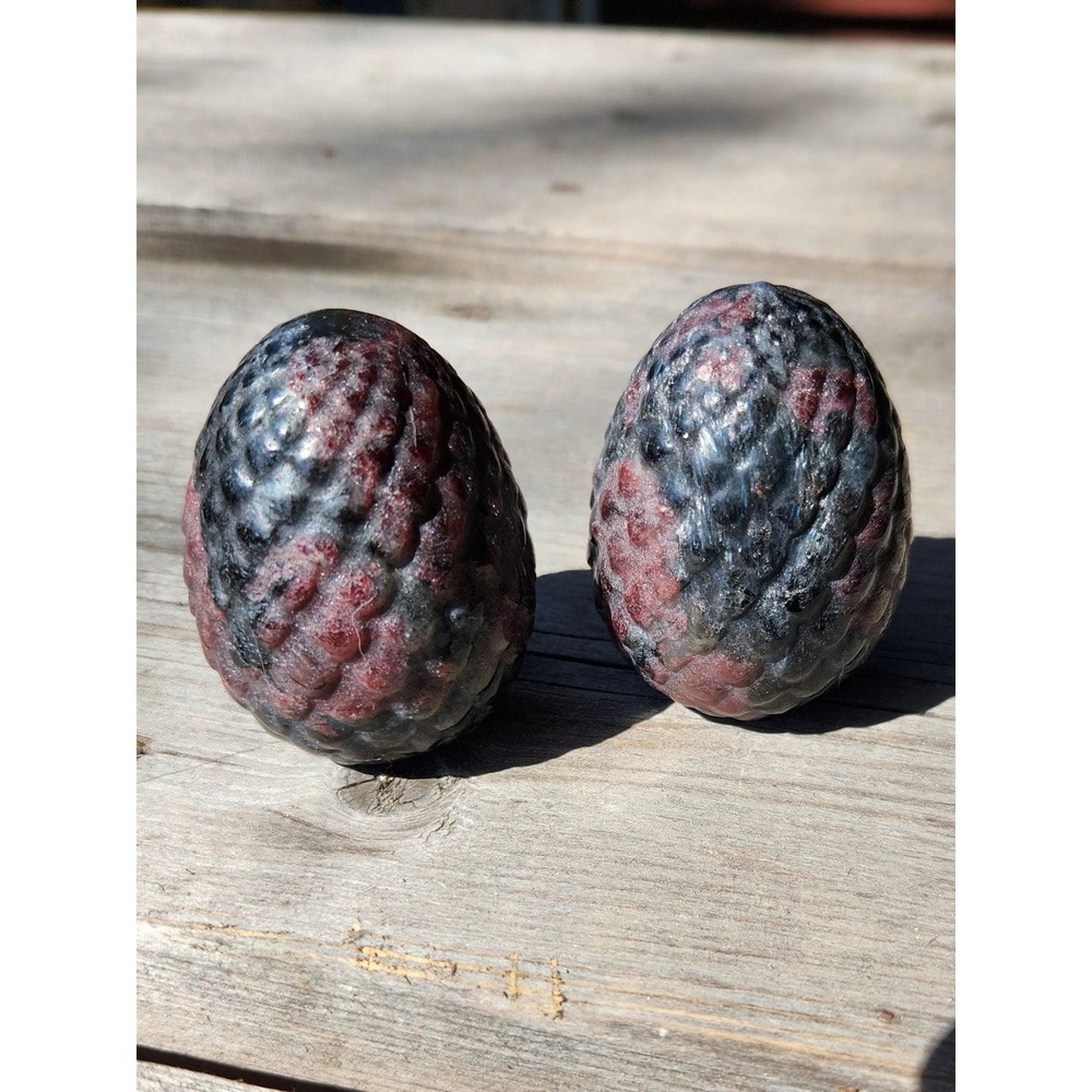 Garnet Astrophyllite Dinosaur Eggs, Hand-Carved Natural Gemstone Decor